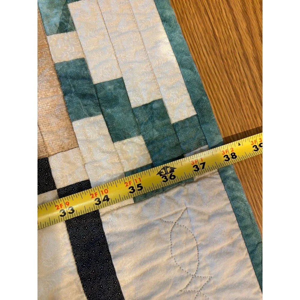 Vintage hand stitched made wall hanging lap quilt throw couch hearts floral